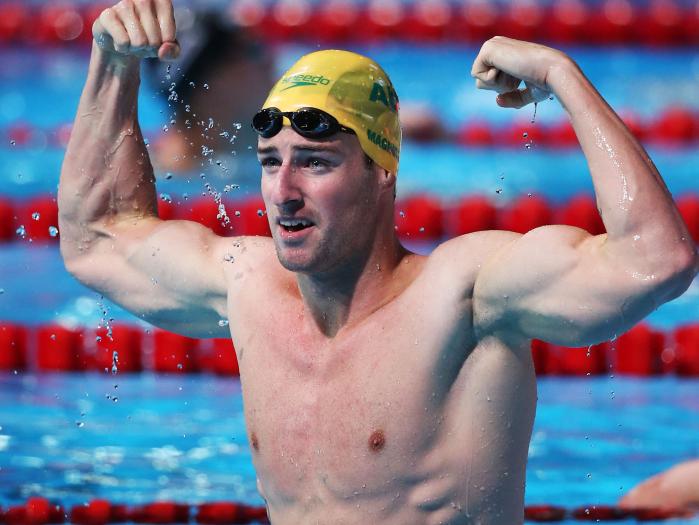 James Magnussen celebrates after his world title win in 2013