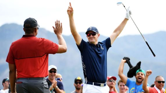 Justin Rose wasn't able to see his ball go in the hole for the first ace in Olympics history, but he could tell from the crowd's reaction. "That was definitely a cool moment," Rose said.